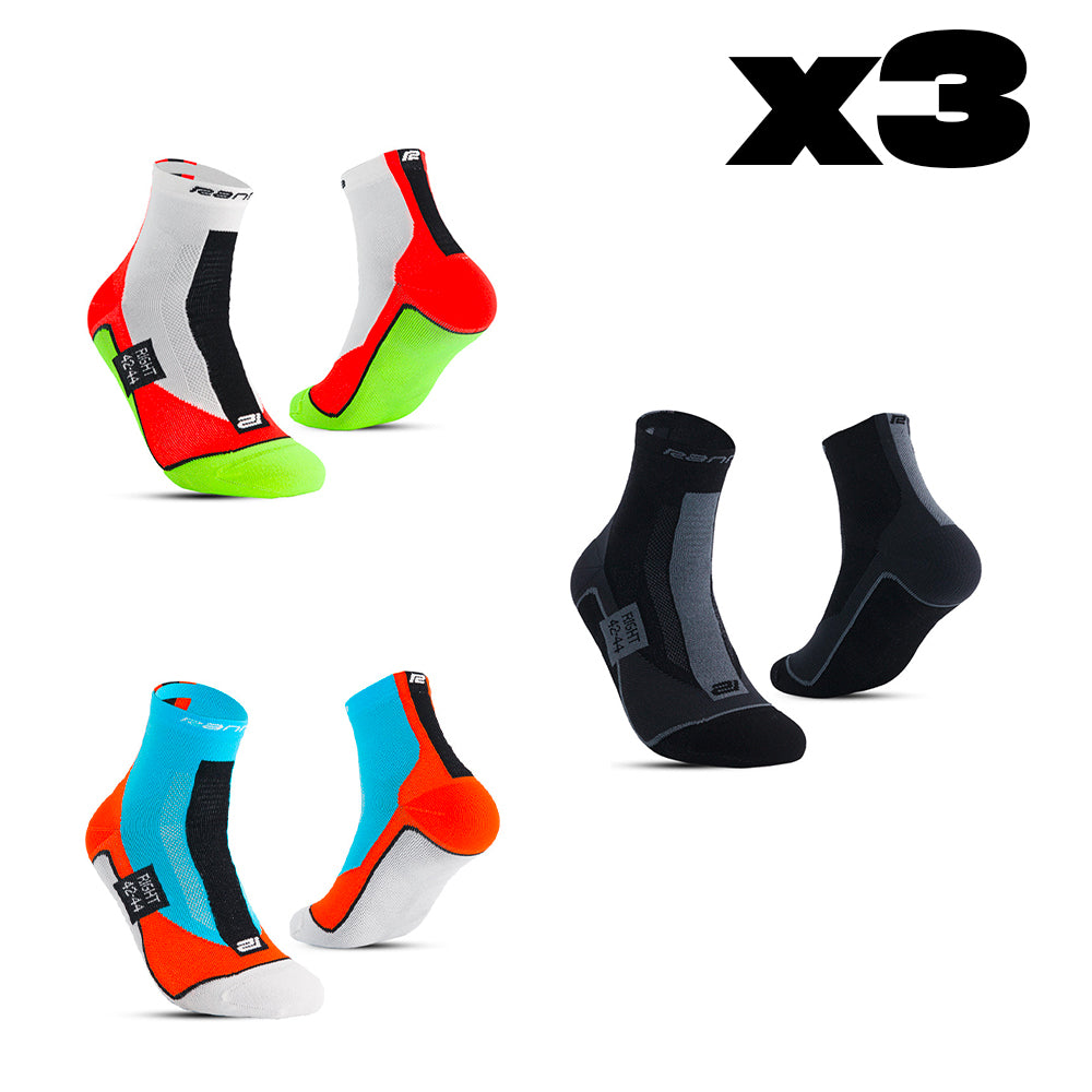 RANNA Ranna Pack 3 paires RUN-R - Blanc - Noir - Bleu / 45-47