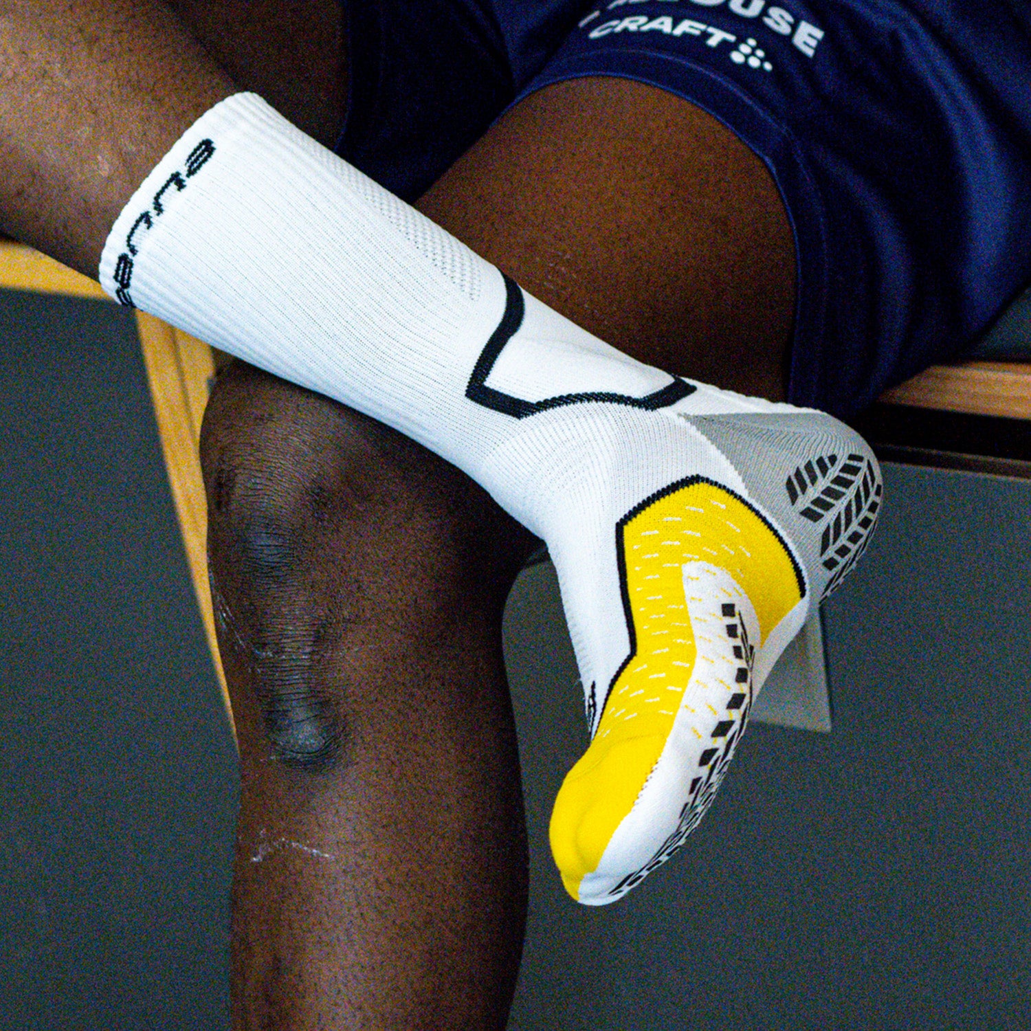 Photo of RANNA anti-slip performance socks in the locker room of the Toulouse football club